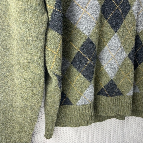 J Crew Men's Argyle Sweater Gray Green 100% Lambs Wool Pullover Men Size XL - Picture 4 of 8